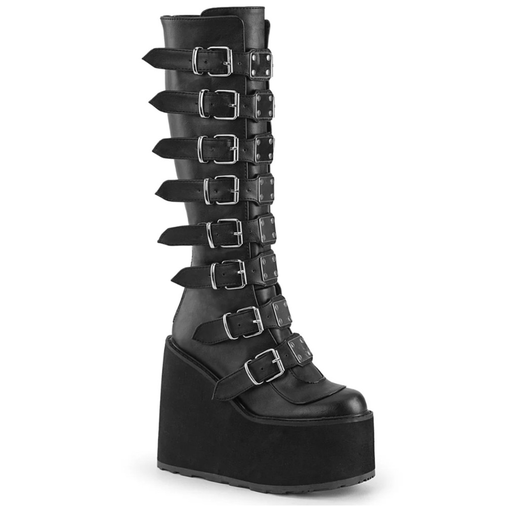 Demonia Black Multi-Buckle Platform Boots - image 1